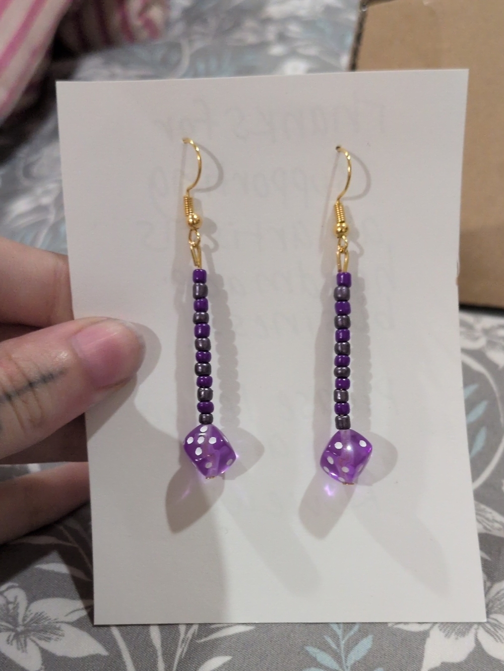 Purple Lovers Crown Chakra Dice Earrings